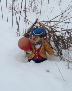 Our Clown-Greeter loves the winter, but can't wait for the summer!